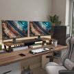 Dual Monitor Stand Riser Wood And Steel For Two Monitors