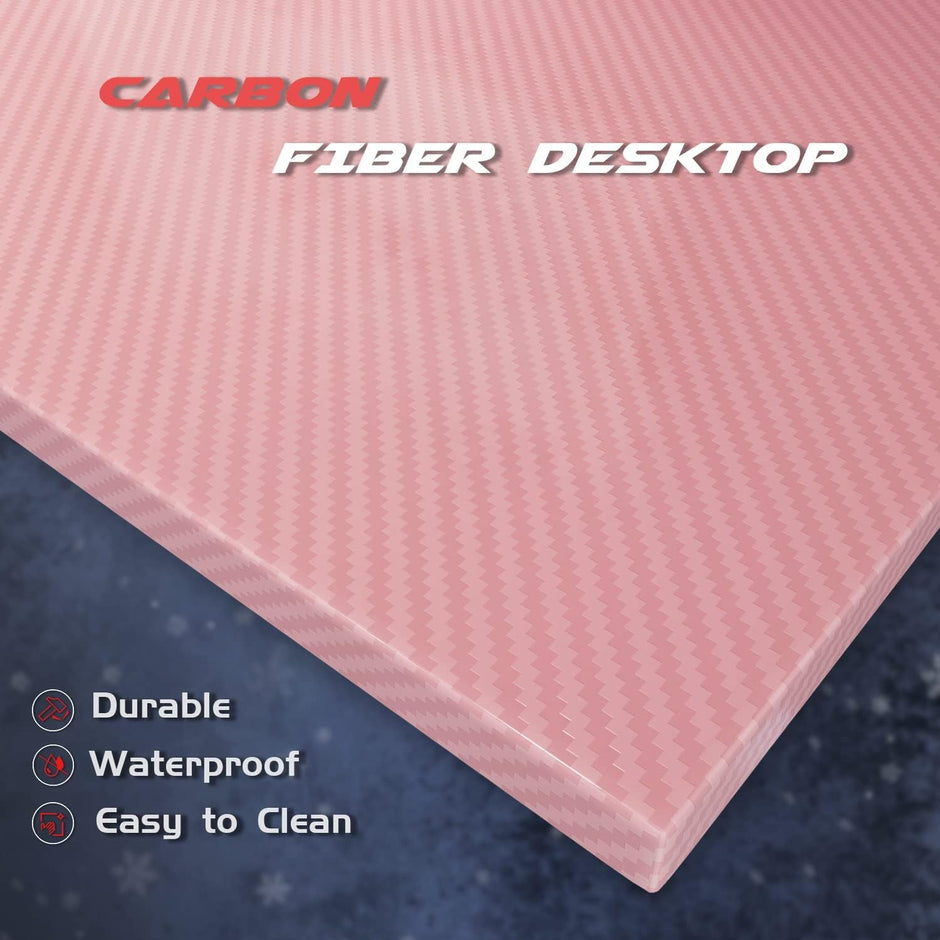 Pink L Shaped Gaming Desk With Monitor Stand 51 Inch Corner Computer Desk