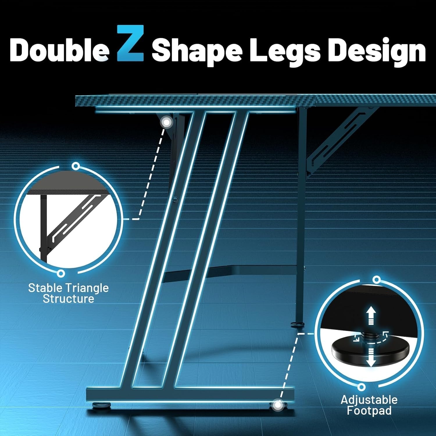 51 Inch L Shaped Gaming Desk With Monitor Stand For Home Office