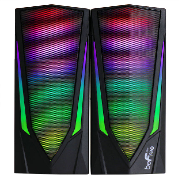 beFree Sound 2.0 Computer Gaming Speakers w/ LED RGB Lights
