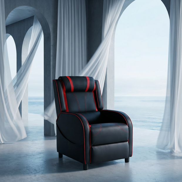 NNEDSZ Recliner Chair Gaming Racing Armchair Lounge Sofa Chairs Leather Black