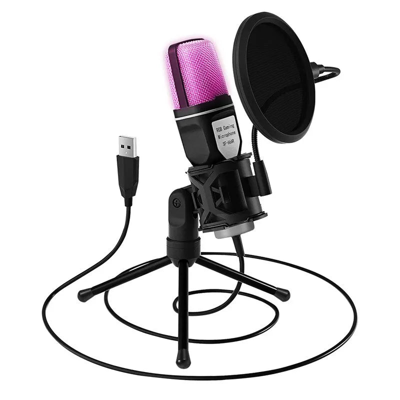 USB RGB Microphone Gaming Mic for Podcast & Streaming