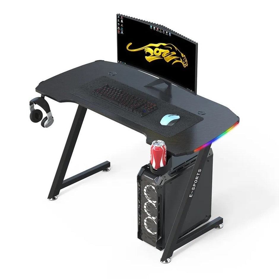 NNEDSZ 120cm New Arrive Computer Table Z Shaped Gaming Desk With RGB Led Lights Gaming Tables
