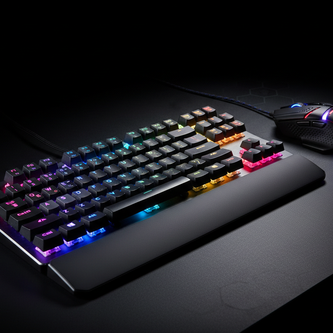 A gaming keyboard and mouse