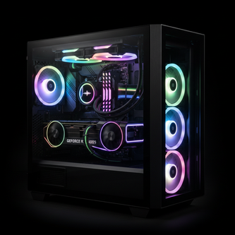 a gaming pc with a clean blackground