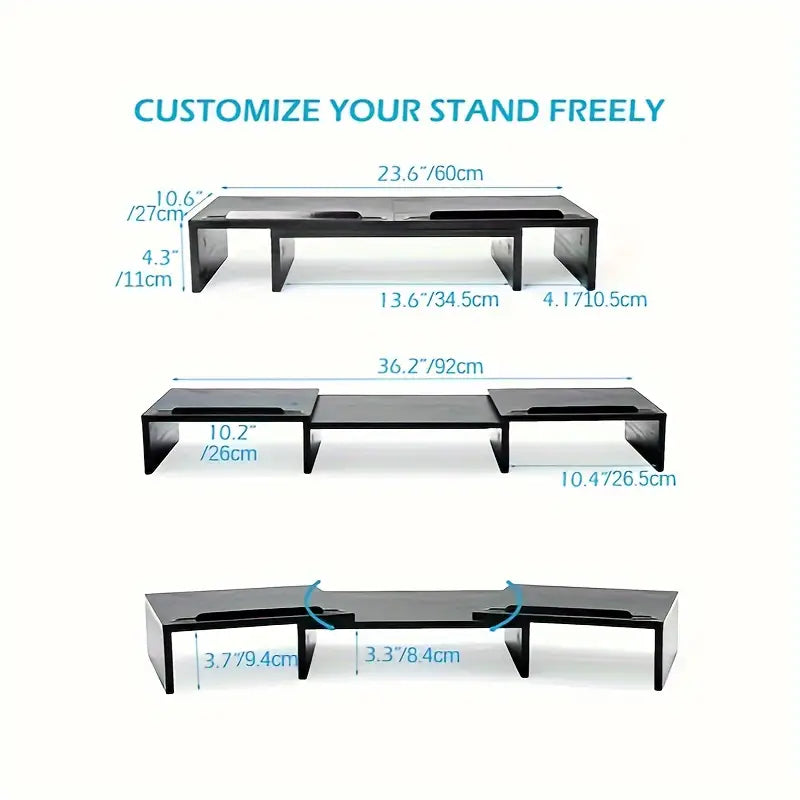 Adjustable Dual Monitor Stand Riser - Extra Long Office Desktop Organizer for 2 Monitors (Up to 48.2