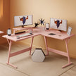 Pink L Shaped Gaming Desk With Monitor Stand 51 Inch Corner Computer Desk