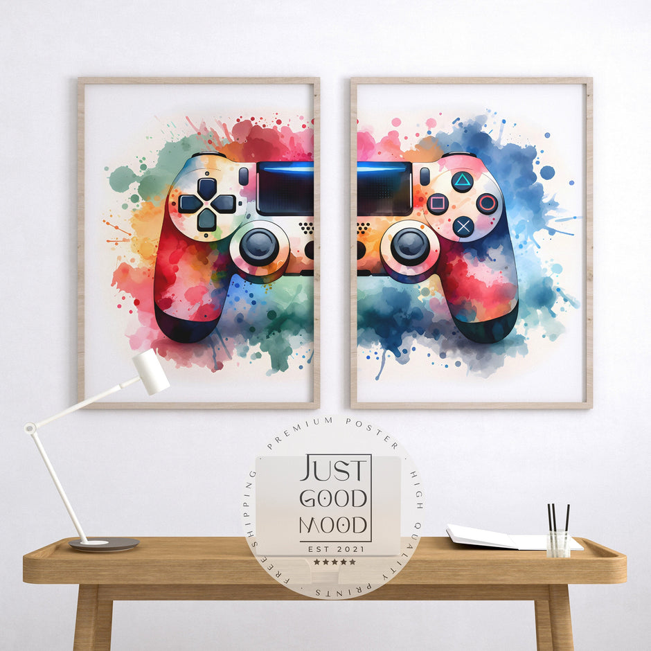 Gaming Poster 2er Set· Gaming Wandkunst · Gaming Raum Deko · Gamer Geschenk · Videospiel · Wand Deko · Esports Spiel·Deko Print· ohne Rahmen