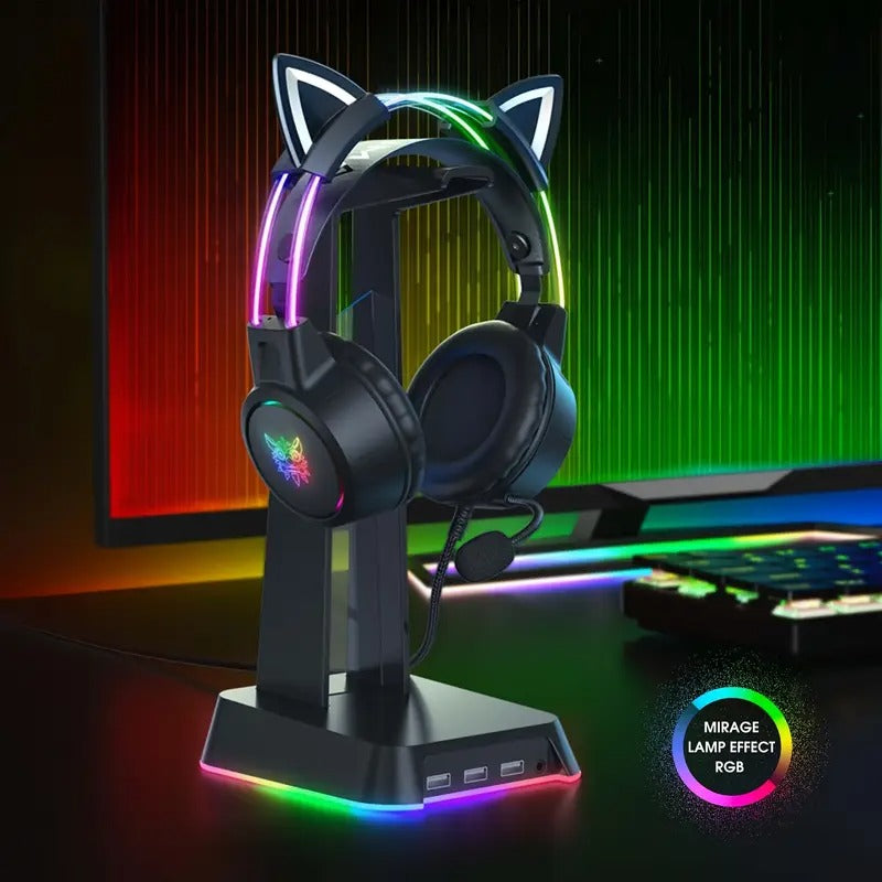 NNETM Gaming Headset with Detachable Cat Ear Microphone